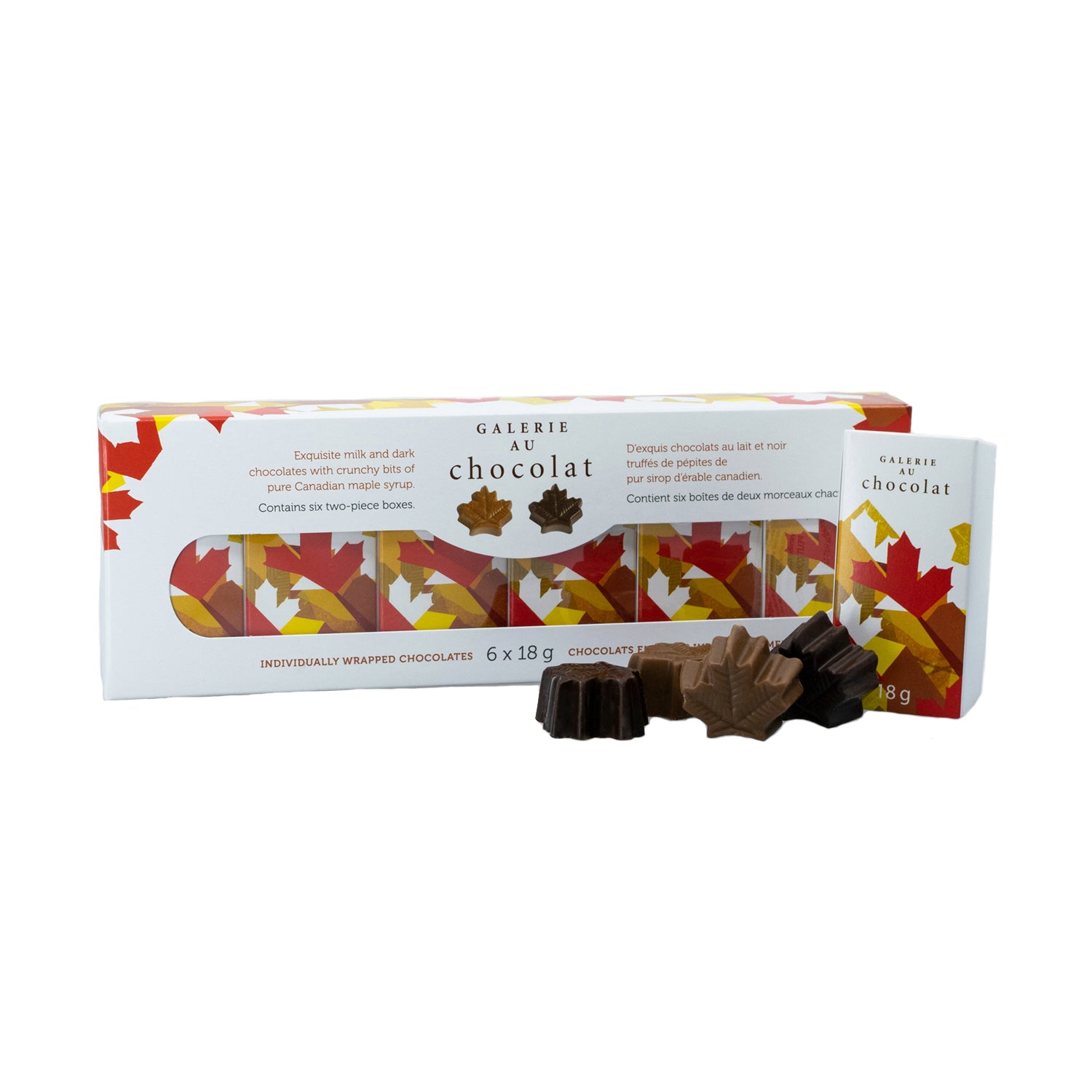 Galerie au Chocolat Small 2 piece box of Chocolate with maple crunch 6 x 18g