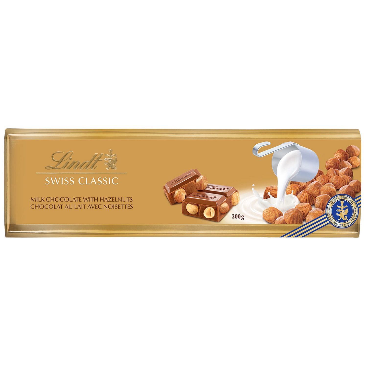 Tablette de chocolat au lait et noisettes suisse Lindt 300 g