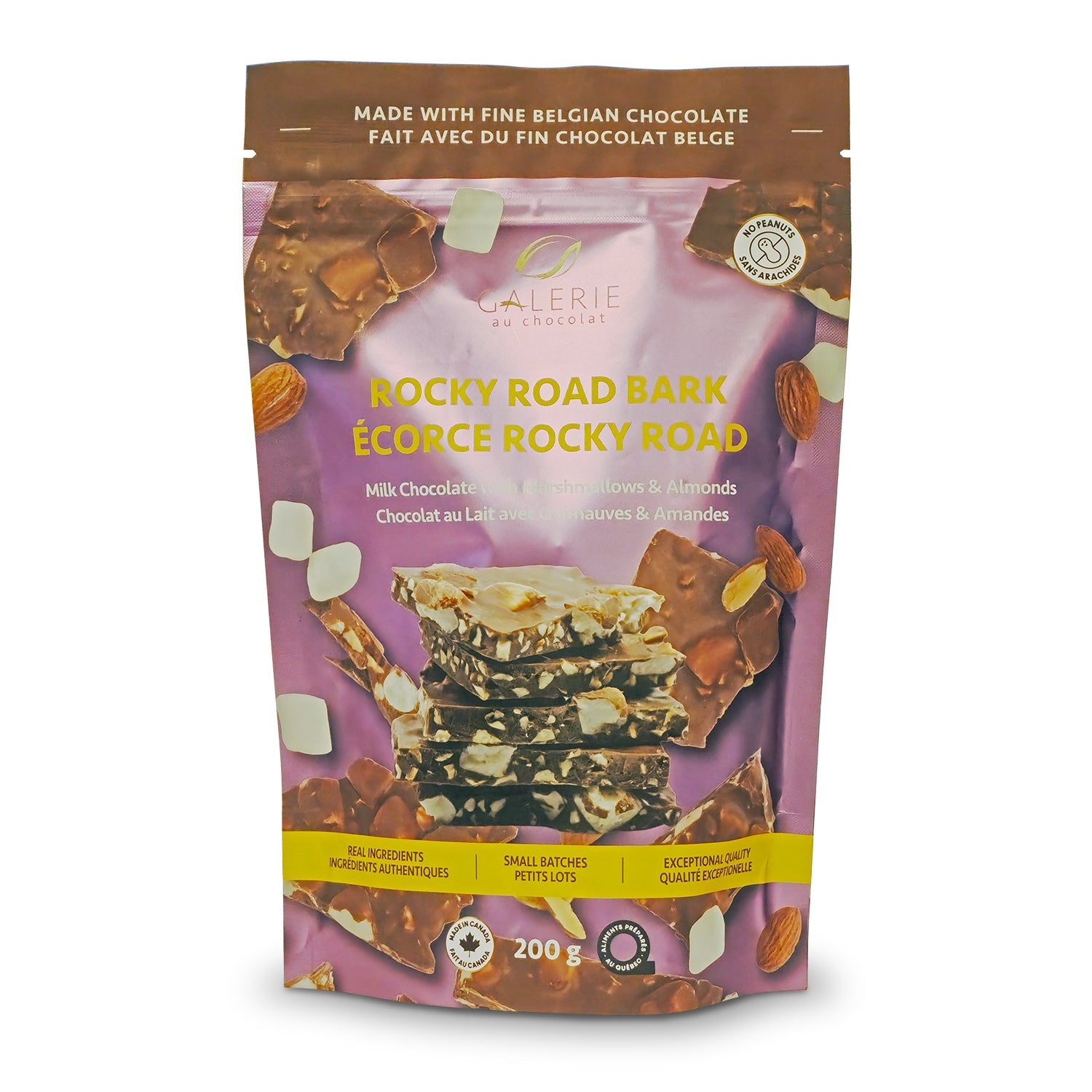 Galerie au Chocolat Écorce de chocolat au lait Rocky Road 200G