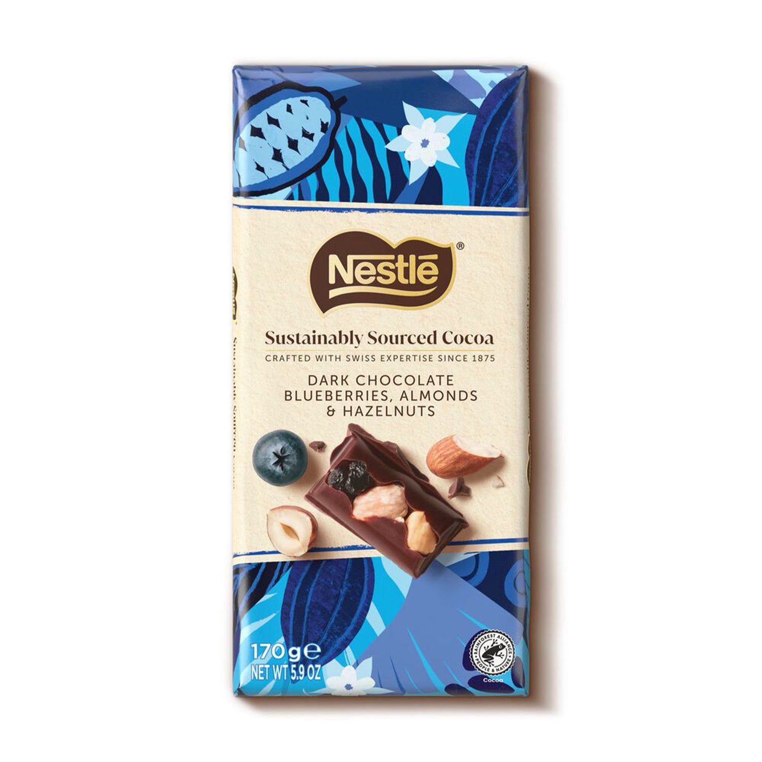 NESTLE Chocolat noir, myrtilles, amandes et noisettes de source durable 170 g