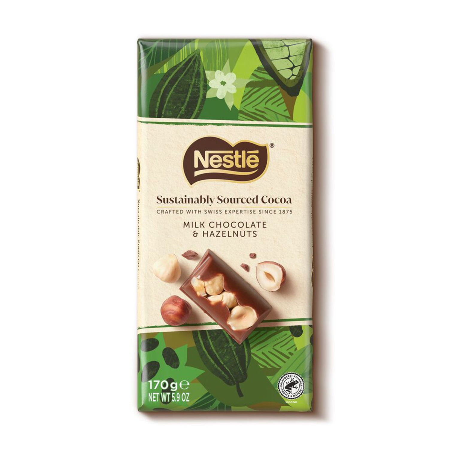 Chocolat au lait et noisettes NESTLE de source durable 170 g